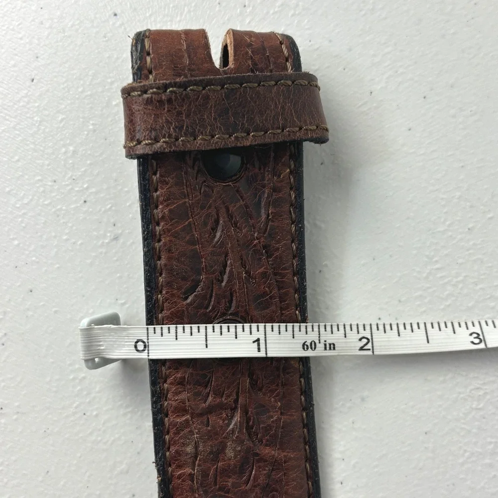 Vogt Vintage Hand Tooled American Bison Brown Leather Western Belt  Size 40